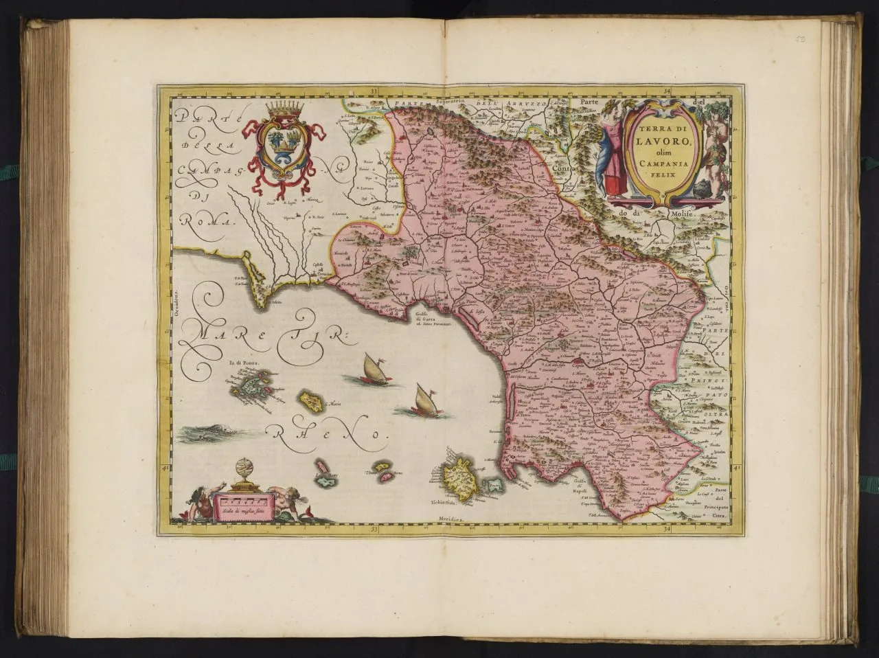 Mappa storica della Campania felix con Capua e Terra di Lavoro